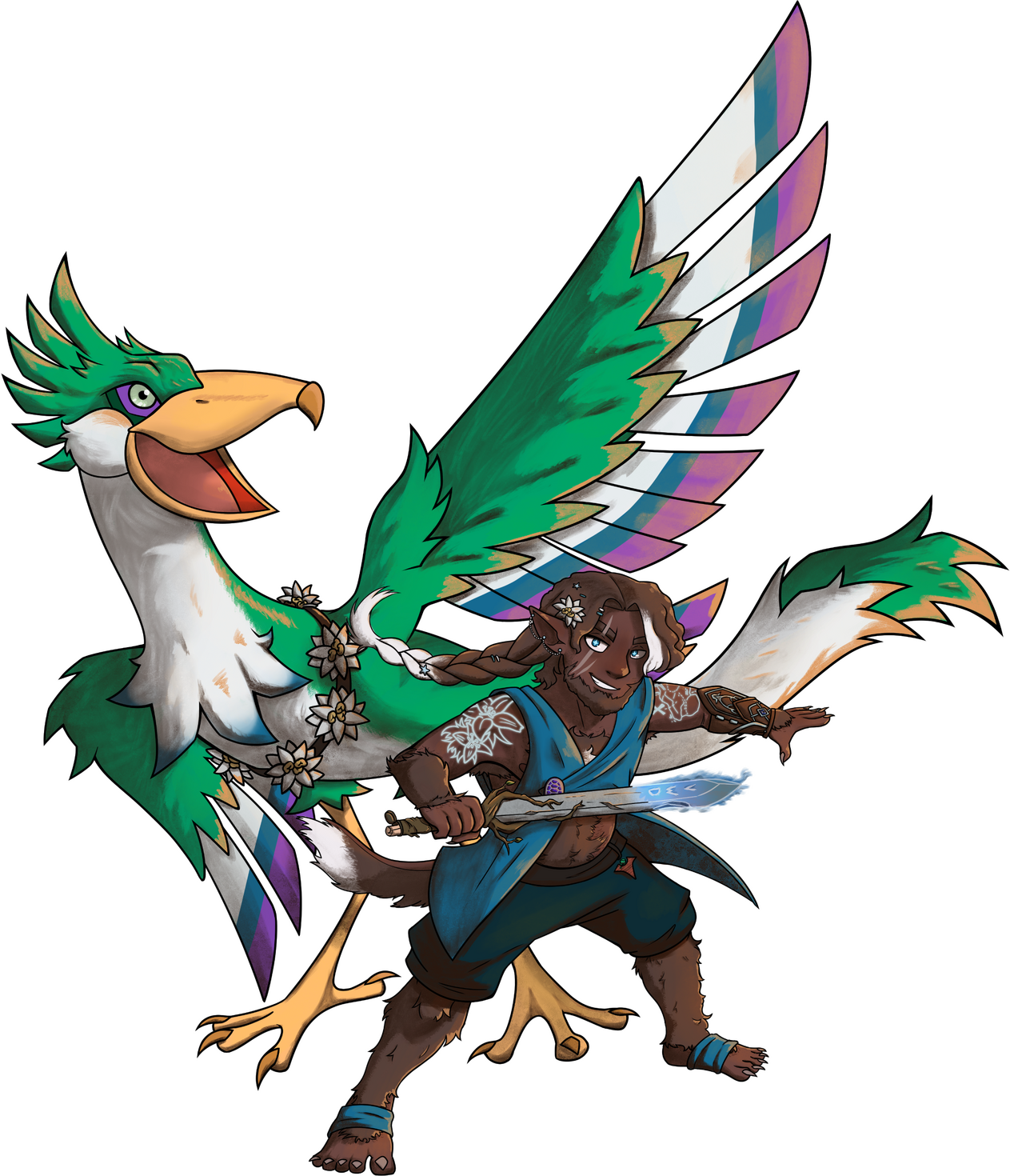 (Art-Taroo) Character and mount D&D illustration ✦ Collab w/ TsunamiCoRyan