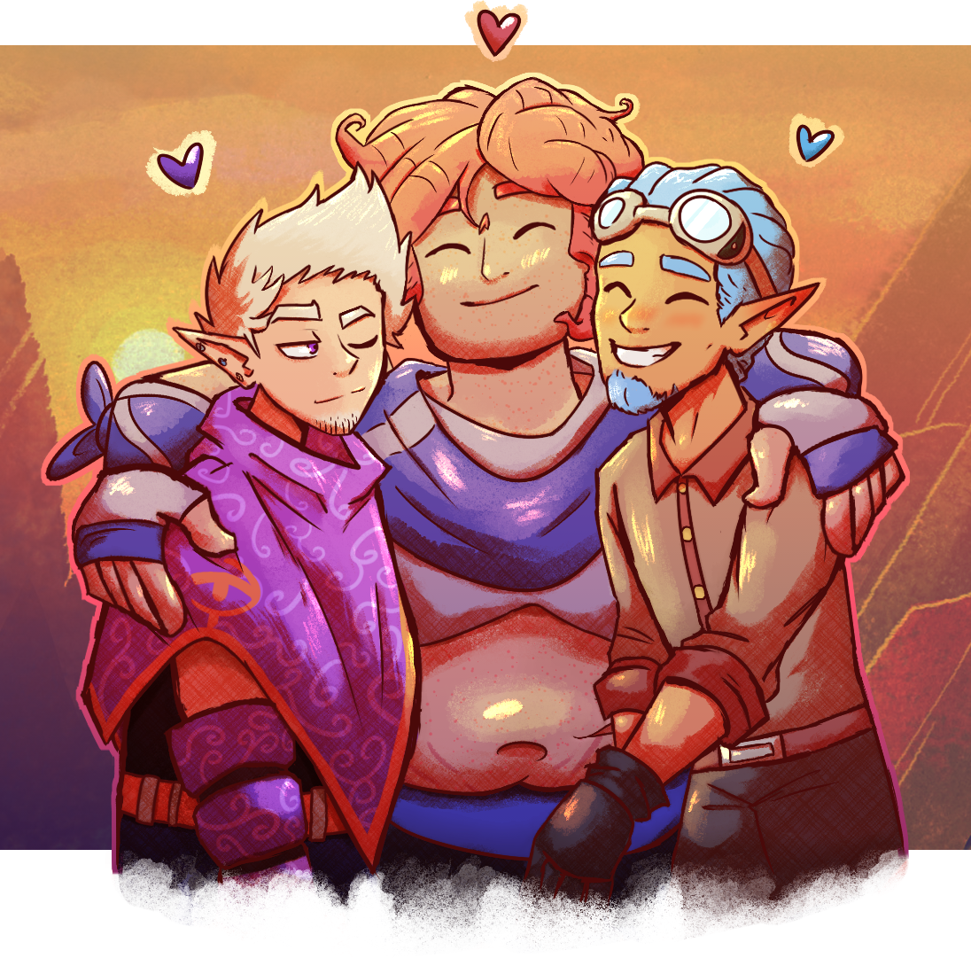 (Art-OpusPolycule) Three character D&D illustration ✦ Collab w/ TsunamiCoRyan